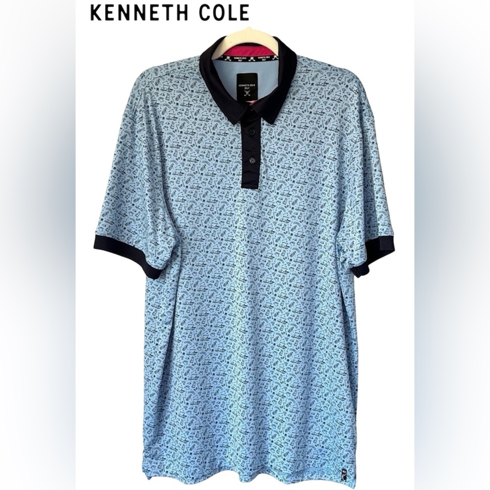 🐝Kenneth Cole Blue and Black Polo Shirt